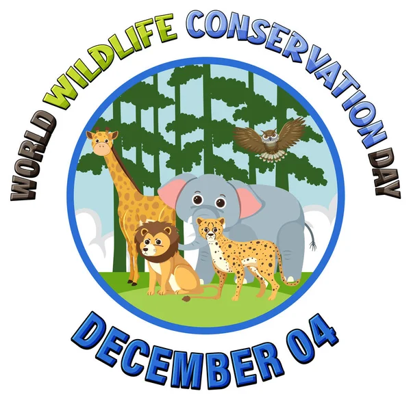 Journée Mondiale Conservation Faune Illustration Conception Bannière — Image vectorielle