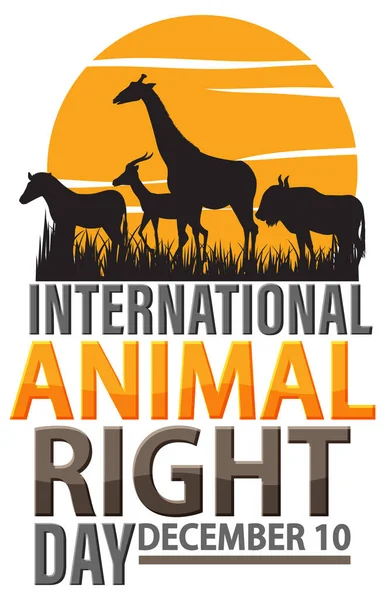 International Animal Rights Day Banner Illustration — Stock Vector