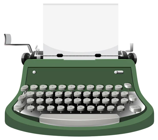 Vintage Typewriter Green Color Illustration — Stock Vector