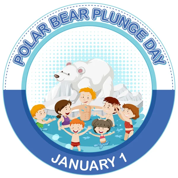 Polar Bear Plunge Day Icon Illustration — Stock Vector