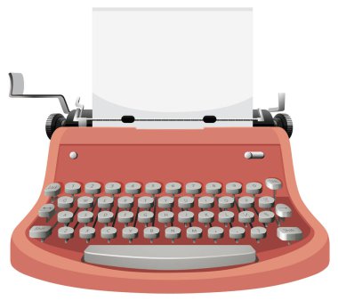 Pembe renkli illüstrasyonda klasik daktilo