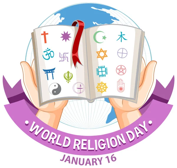 Ilustração Projeto Bandeira Dia Mundial Religião — Vetor de Stock