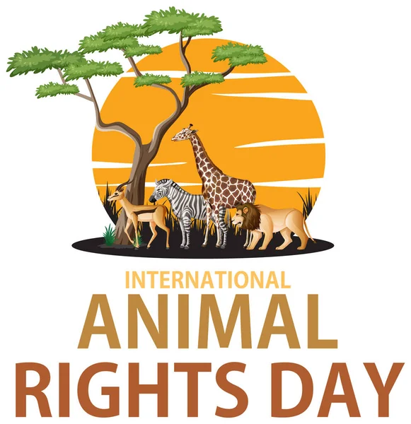 Banner Mezinárodního Dne Práv Zvířat — Stockový vektor