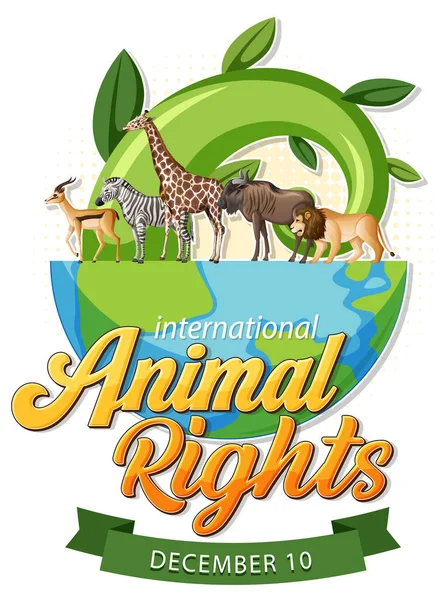 Journée Internationale Des Droits Des Animaux Illustration Bannière — Image vectorielle
