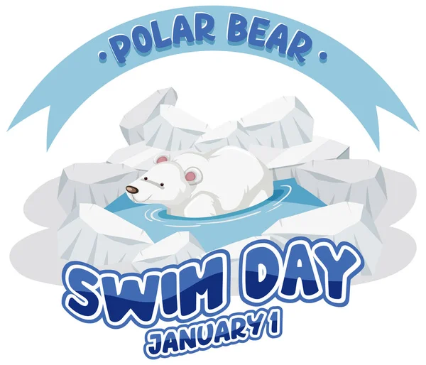 Polar Bear Plunge Day Icon Illustration — 스톡 벡터