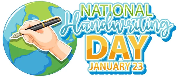 Nationale Handschrift Dag Logo Banner Illustratie — Stockvector