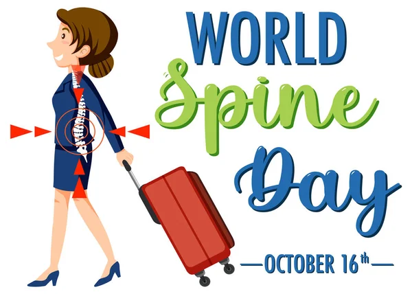 World Spine Day Banner Design Illustration — Stock Vector