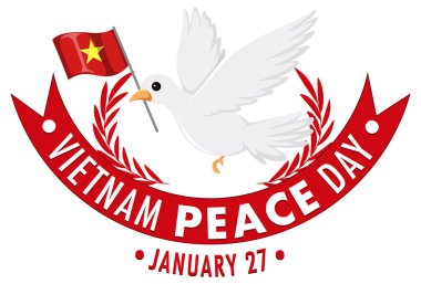 Vietnam Barış Günü Afiş Tasarımı Çizimi