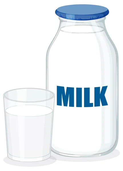 Milchflasche Mit Glasabbildung — Stockvektor