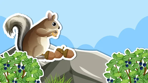 Thumbnail Design Squirrel Illustration — Stock Vector