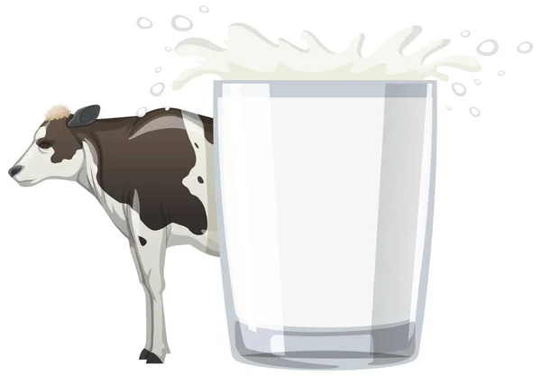 Uma Vaca Com Copo Leite Ilustração —  Vetores de Stock