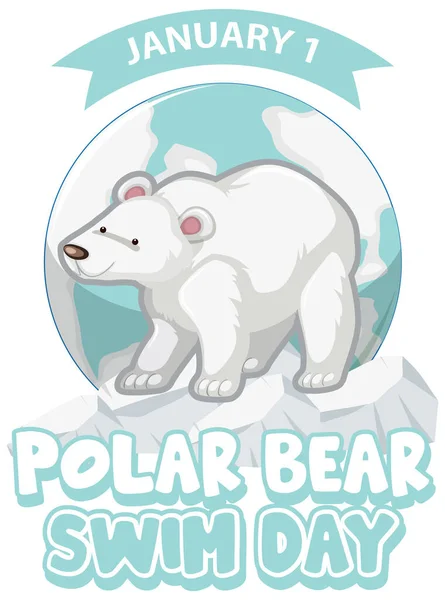 Polar Bear Plunge Day Icon Illustration — Stock Vector