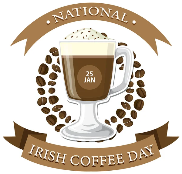 Εθνική Ιρλανδική Ημέρα Καφέ Banner Σχεδιασμός Εικονογράφηση — Διανυσματικό Αρχείο