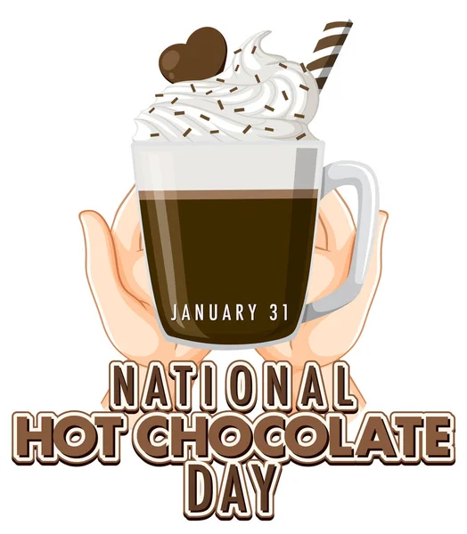 National Hot Chocolate Day Banner Design Illustration — Stock vektor
