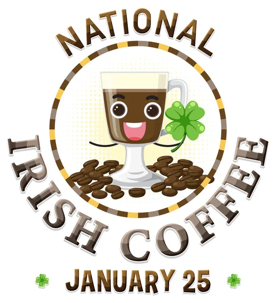 Nationale Irish Coffee Day Banner Ontwerp Illustratie — Stockvector