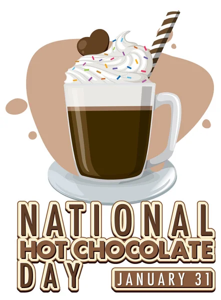 Národní Hot Chocolate Day Banner Design Ilustrace — Stockový vektor