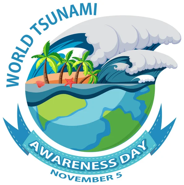 Ilustración Del Día Mundial Concienciación Sobre Tsunami — Vector de stock
