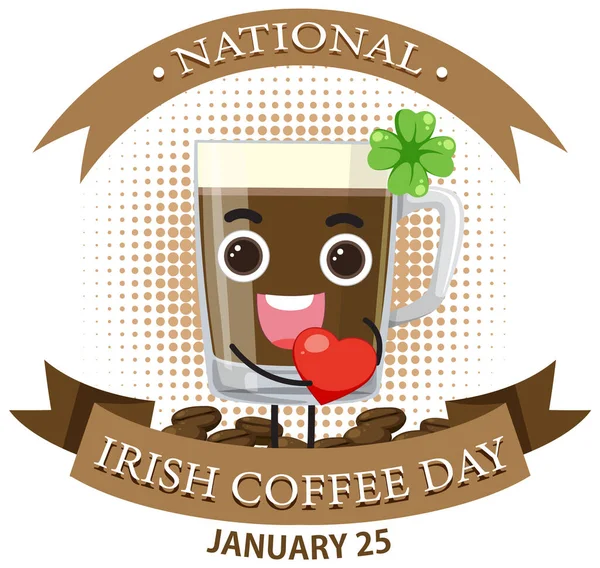 爱尔兰全国咖啡日横幅设计说明 — 图库矢量图片