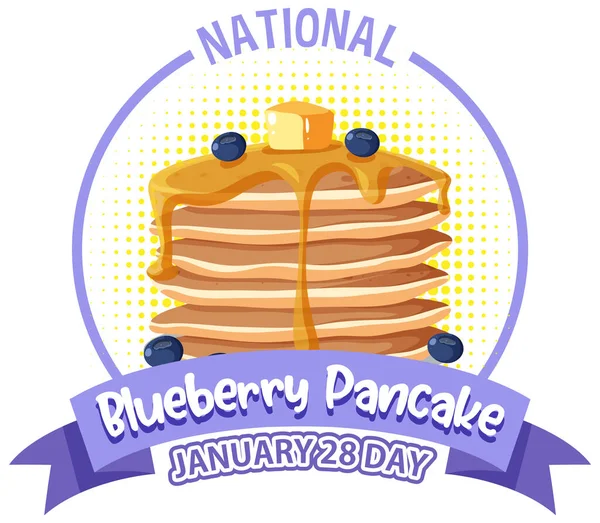 National Blueberry Pancake Day Banner Day Illustration — Stock Vector