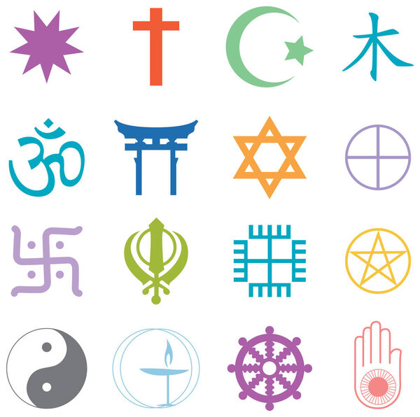 World religion symbols concept illustration