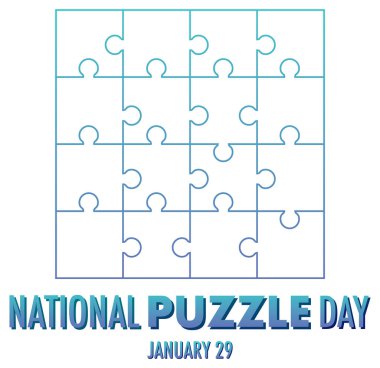 Ulusal Bulmaca Günü Afiş Tasarımı illüstrasyonu