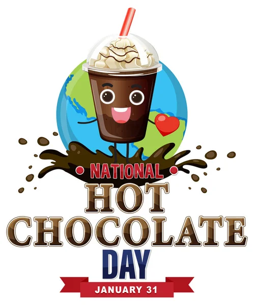 National Hot Chocolate Day Banner Design Illustration — Stock Vector