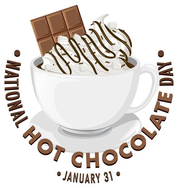 National Hot Chocolate Day Banner Ontwerp Illustratie — Stockvector