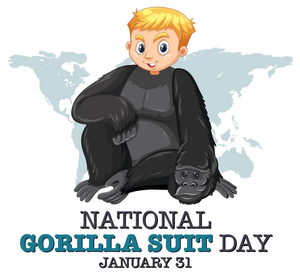 Nationale Gorilla Maatpak Dag Banner Illustratie — Stockvector
