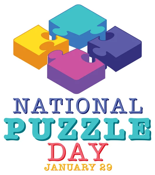 National Puzzle Day Banner Illustration — Stock Vector