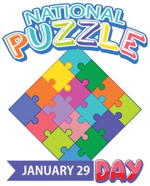 Ulusal Bulmaca Günü Afiş Tasarımı illüstrasyonu