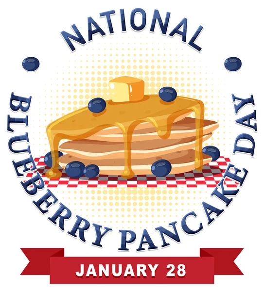 National Blueberry Pancake Day Banner Illustration — Stock Vector