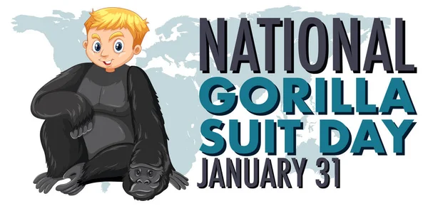 National Gorilla Suit Day Banner Illustration — Stock Vector