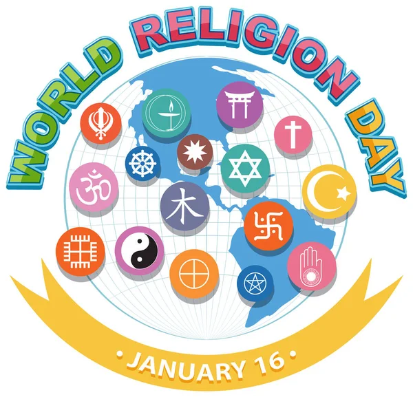 Día Mundial Religión Banner Design Illustration — Vector de stock