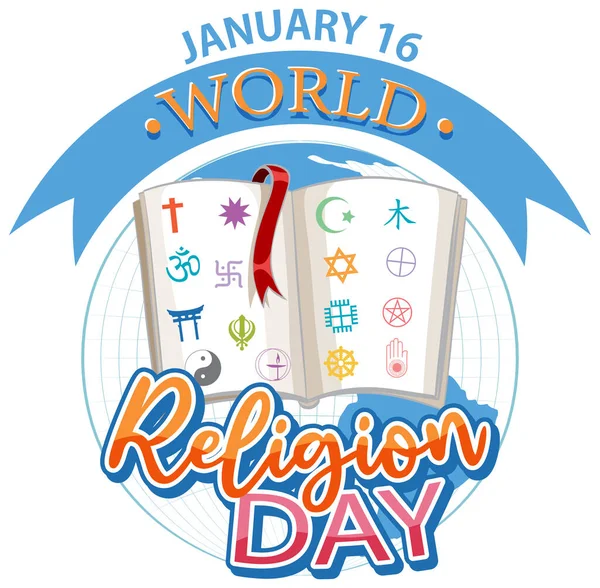 Ilustração Projeto Bandeira Dia Mundial Religião —  Vetores de Stock