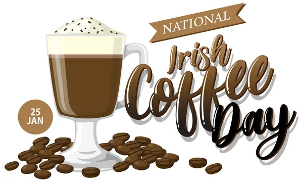 Ilustração Nacional Irish Coffee Day Banner Design — Vetor de Stock