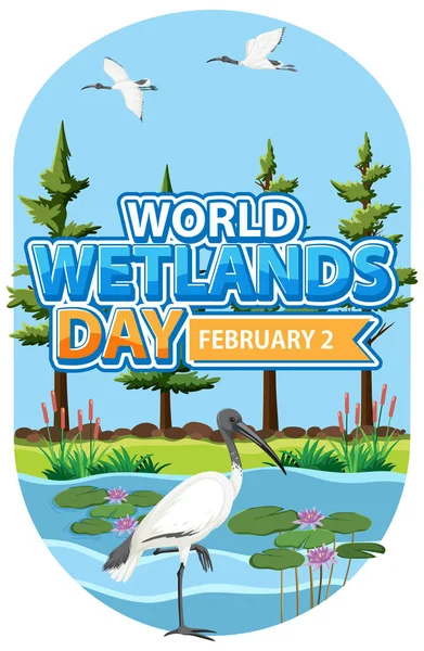 World Wetlands Day February Icon Illustration — Archivo Imágenes Vectoriales