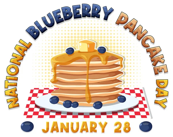 National Blueberry Pancake Day Banner Ilustração — Vetor de Stock