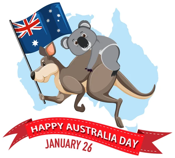 Χαρούμενη Αυστραλία Ημέρα Banner Εικονογράφηση — Διανυσματικό Αρχείο