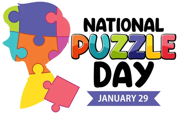 National Puzzle Day Banner Illustration — Stock Vector