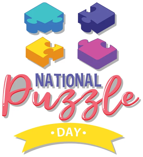 National Puzzle Day Banner Design Illustration — Stock Vector