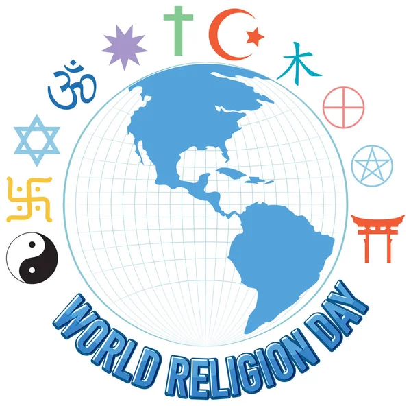 Giornata Mondiale Della Religione Banner Design Illustrazione — Vettoriale Stock