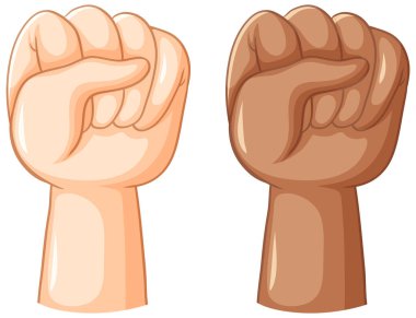 Set of two human hand closed fist illustration