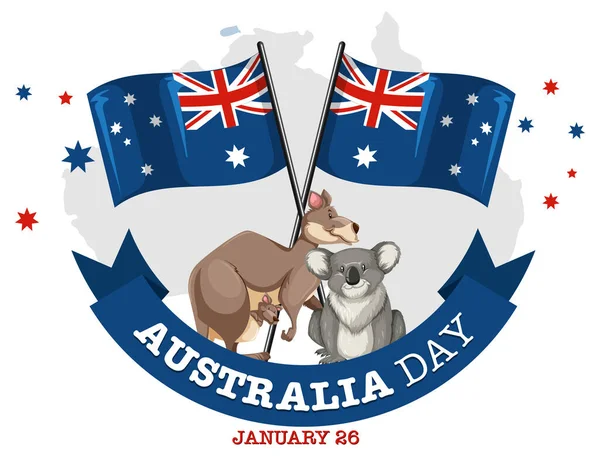 Szczęśliwy Australia Dzień Baner Projekt Ilustracja — Wektor stockowy