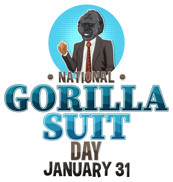National Gorilla Suit Day Banner Illustration — Stock Vector