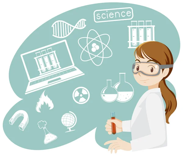 Scientist Woman Cartoon Character Illustration — Vector de stock