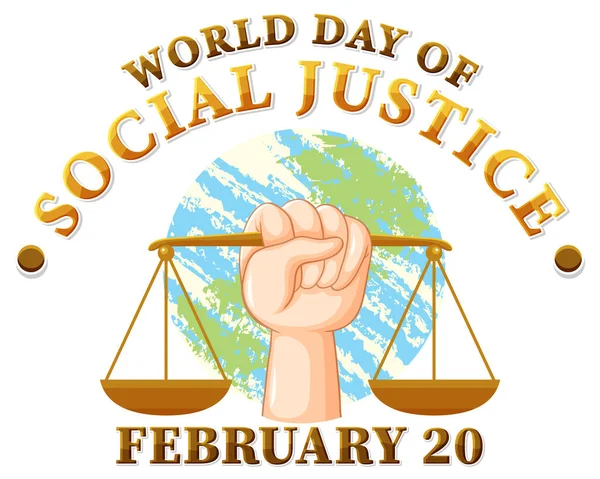 World Day Social Justice Banner Illustration — Vetor de Stock