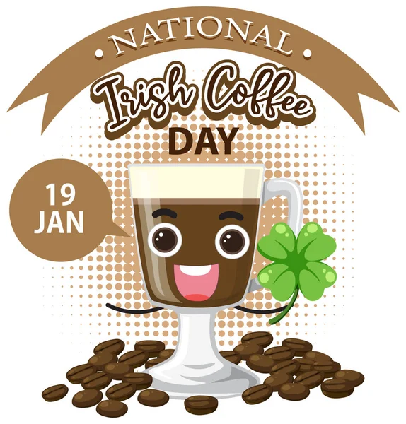 Día Nacional Del Café Irlandés Banner Diseño Ilustración — Vector de stock