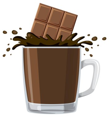 Hot chocolate cup with chocolate bar illustration