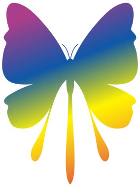 Rainbow butterfly flat style illustration