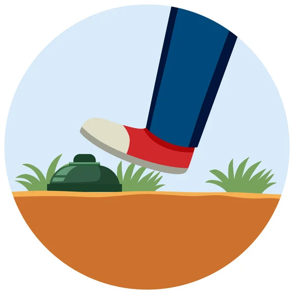 Foot Step Landmine Icon Illustration — Stockový vektor
